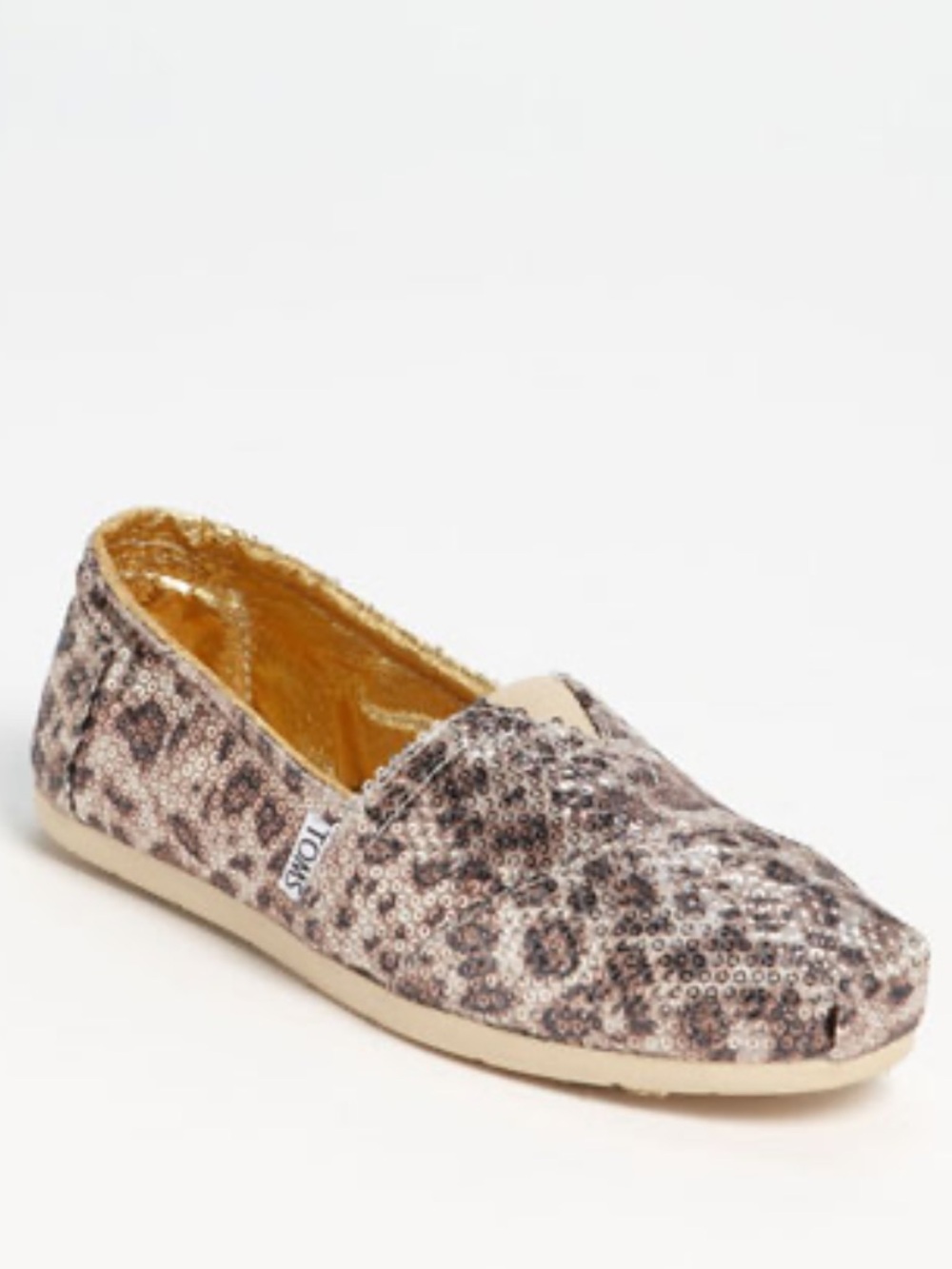 Toms Animal Print Pink Sparkle Slip-On Flats